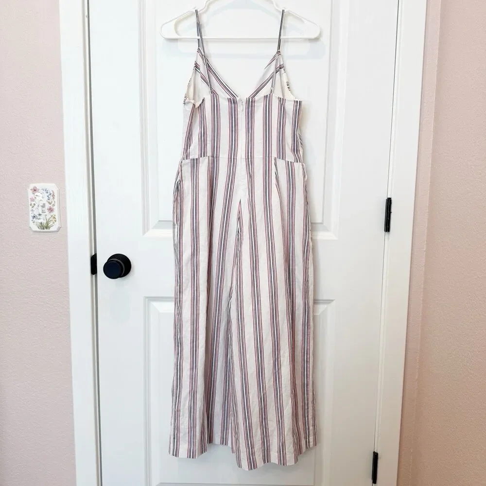 Banana Republic Womens Linen Blend‎ Jumpsuit Size 4 Stripe Casual Work Resort